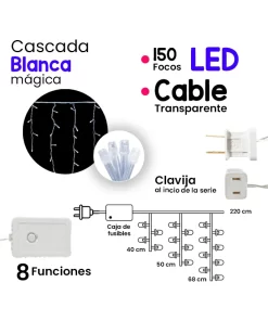 Serie Cascada 150 Focos Luz Blanca 2.2 Mts