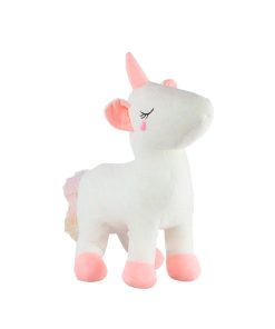 Unicornio De Peluche Blanco Infantil Suave Con Tonos Rosas