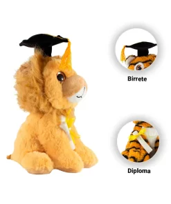 Animales Felinos De Peluche Graduación Con Birrete Suvecitos De 25 Cm