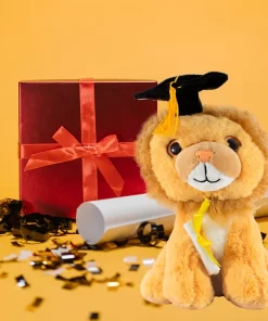 Animales Felinos De Peluche Graduación Con Birrete Suvecitos De 25 Cm