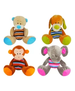 Paquete de 4 Alcancias de Animalitos Rayitas de Peluche