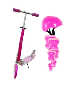 Scooter Patín Del Diablo Juvenil Rosa con Protecciones Rosas