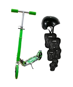 Scooter Patín Del Diablo Juvenil Verde con Protecciones Negras