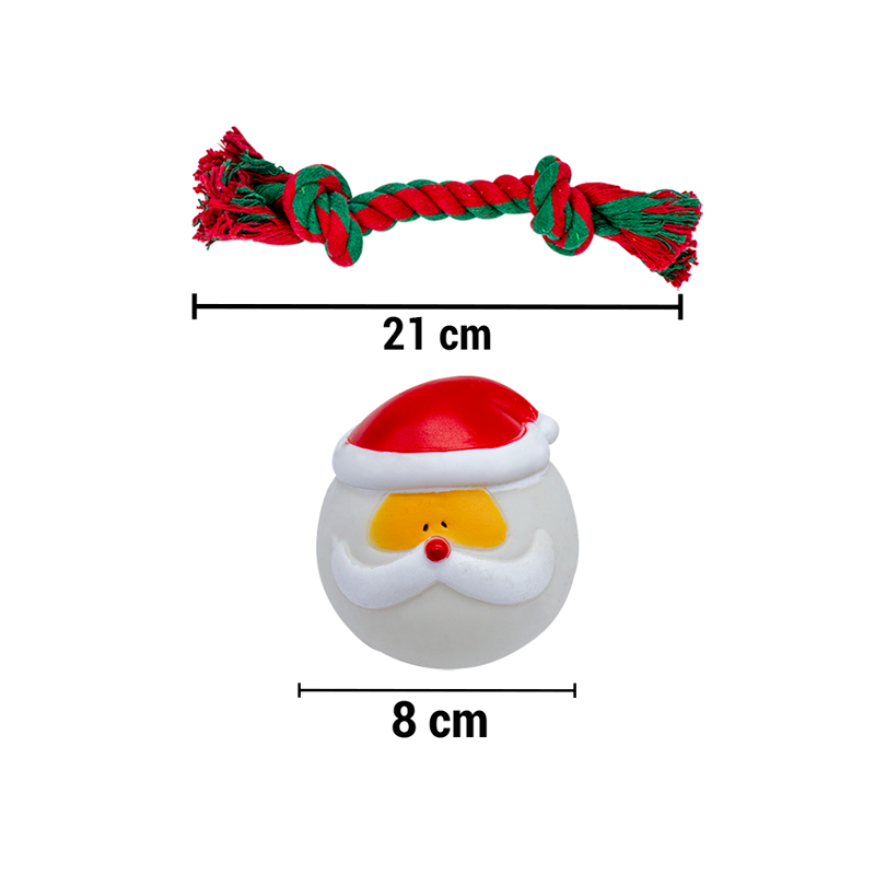 Juguete Navideño Chillón Para Perro Huppy De Goma / Cuerda Paq. 5 Pzs. - Image 2