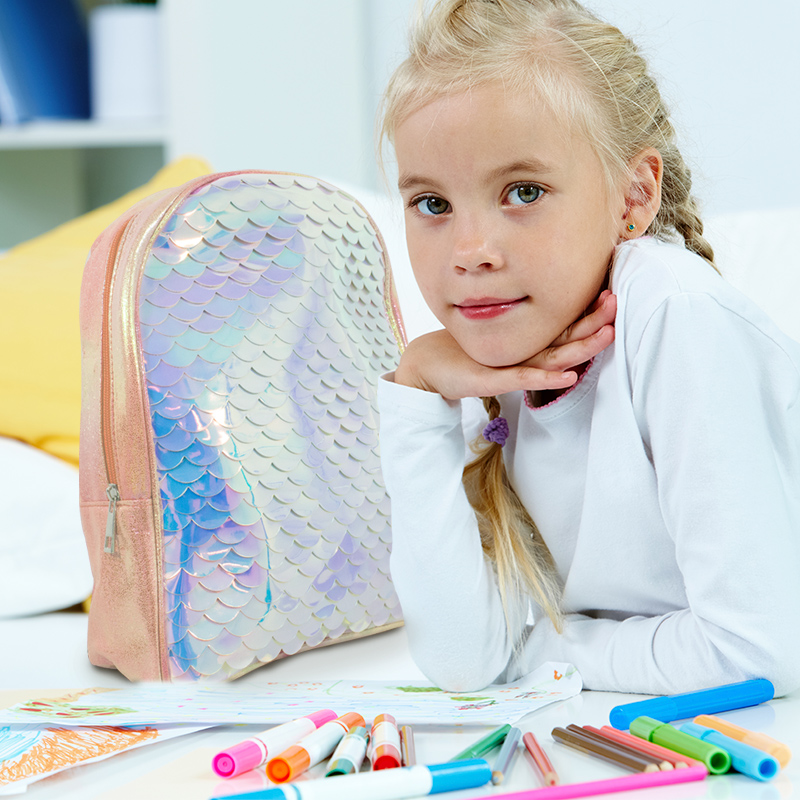 Mochila De Cola De Sirena De Colores Para Niña Paq. 3 Pzs. - Image 4