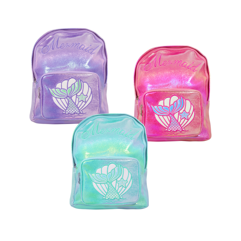 Mochila Con Diseño De Cola De Sirena Tornasol Paq. 3 Pzs.