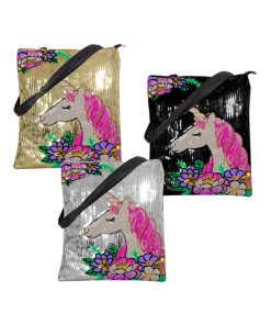 Bolsa de Mano Dama Unicornio Lentejuelas Tornasol Paq. 3 Pzs.