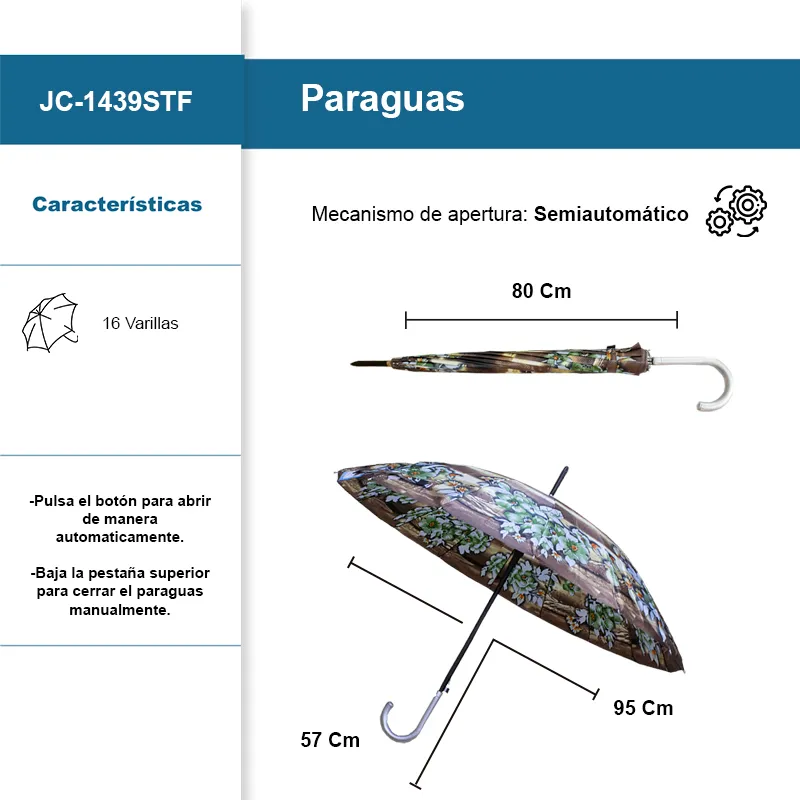 Paraguas con Sistema Semiautomático Paq. 12 Pzs.☔ - Image 2