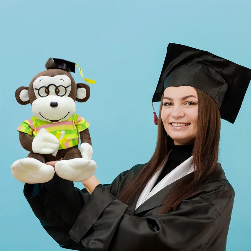 Changuito De Peluche para Graduación de 35cm Con Playera 🎓🐵