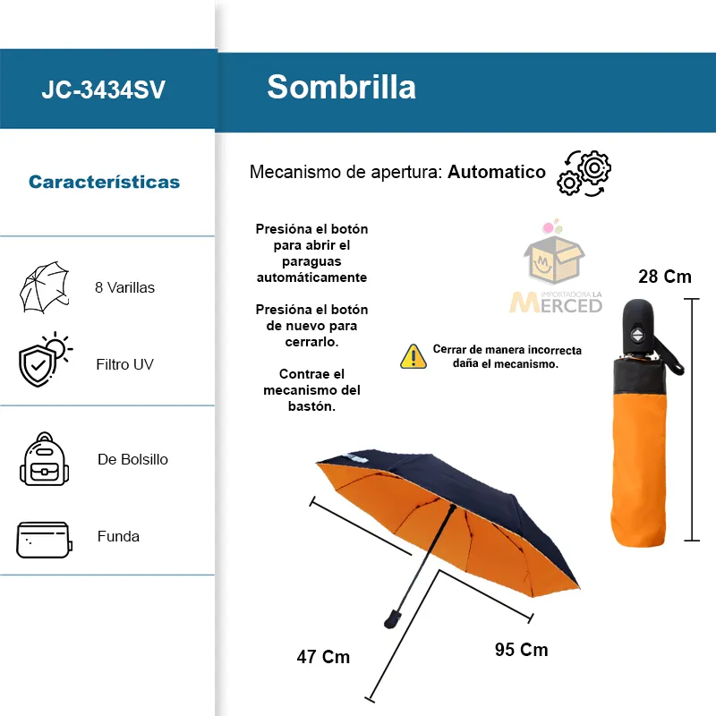 Sombrilla con Sistema Automático y Filtro UV Paq. 6 Pzs.☔☀️ - Image 2