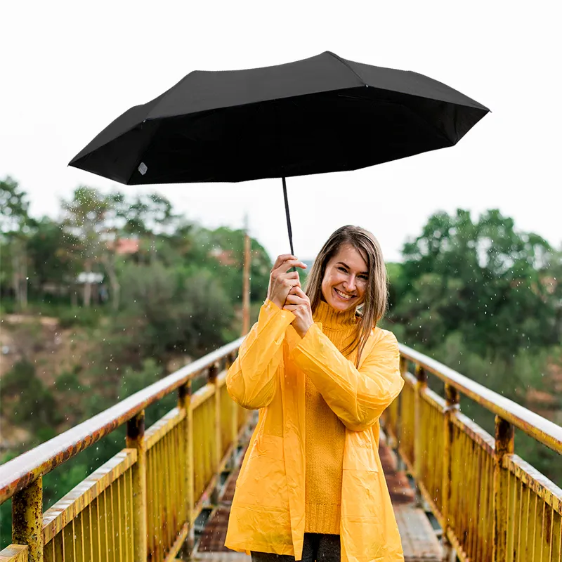 Sombrilla de Bolsillo con Mecanismo Automático Color Negro ☔☀️