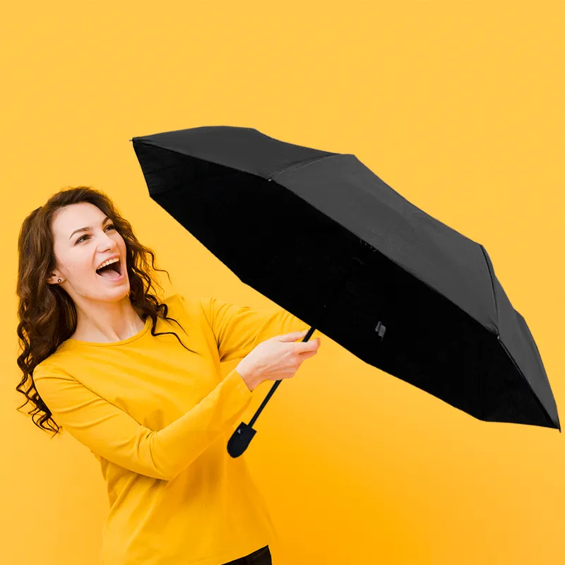 Paraguas de Bolsillo con Mecanismo Semiautomático Color Negro ☔