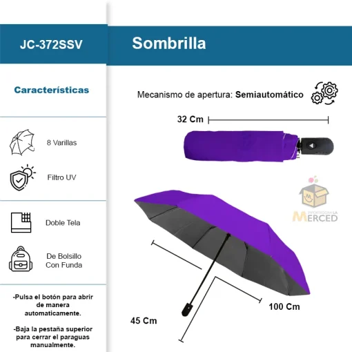 Sombrilla de Bolsillo con Mecanismo Semiautomático Paq. 8 Pzs. ☔☀️ - Image 2