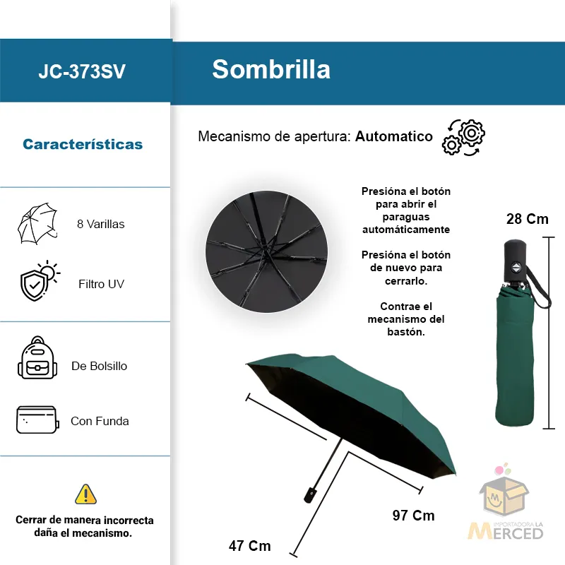 Sombrilla de Bolsillo con Mecanismo Automático Paq. 6 Pzs. ☔☀️ - Image 2