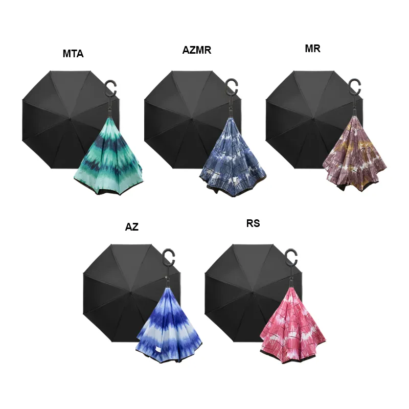 Paraguas Reversible con Sistema Semiautomático y Bastón Ergonómico Paq. 5Pzs.☔ - Image 2