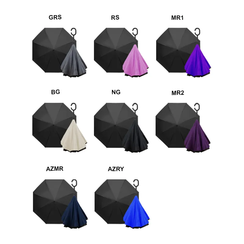 Paraguas Reversible con Sistema Semiautomático y Bastón Ergonómico Paq. 8 Pzs.☔ - Image 3