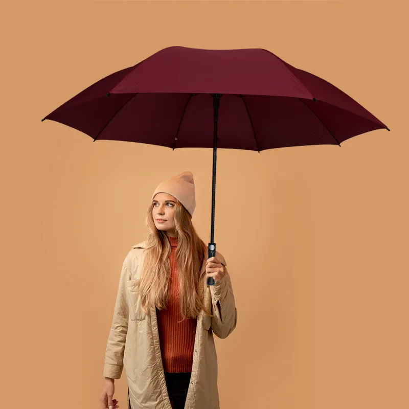 Paraguas con Sistema Semiautomático 8 Varillas Flexibles Color Vino