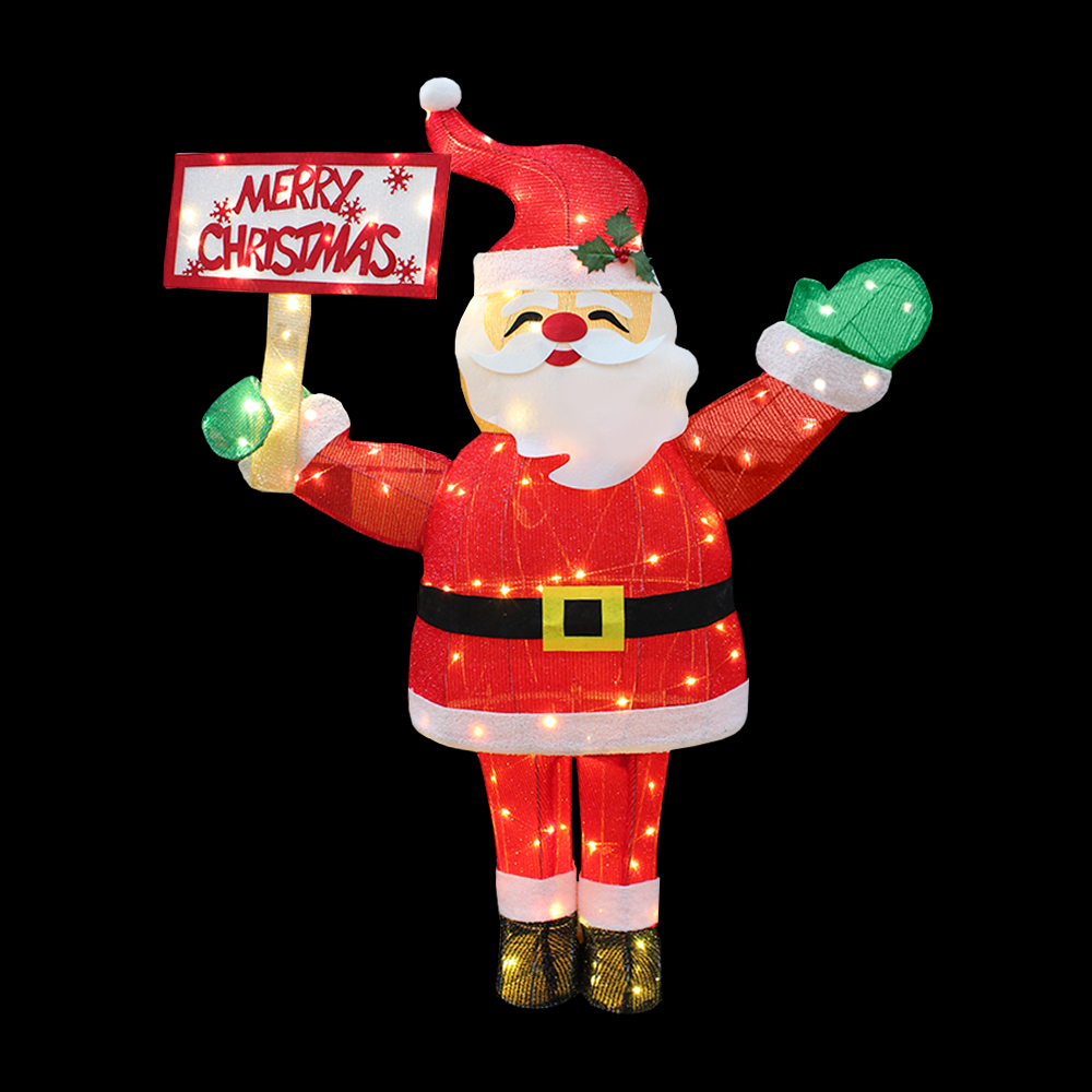 Santa Claus Navideño De Tela 1.2mts Con Letrero Luz Led Estructura Metalica - Image 6