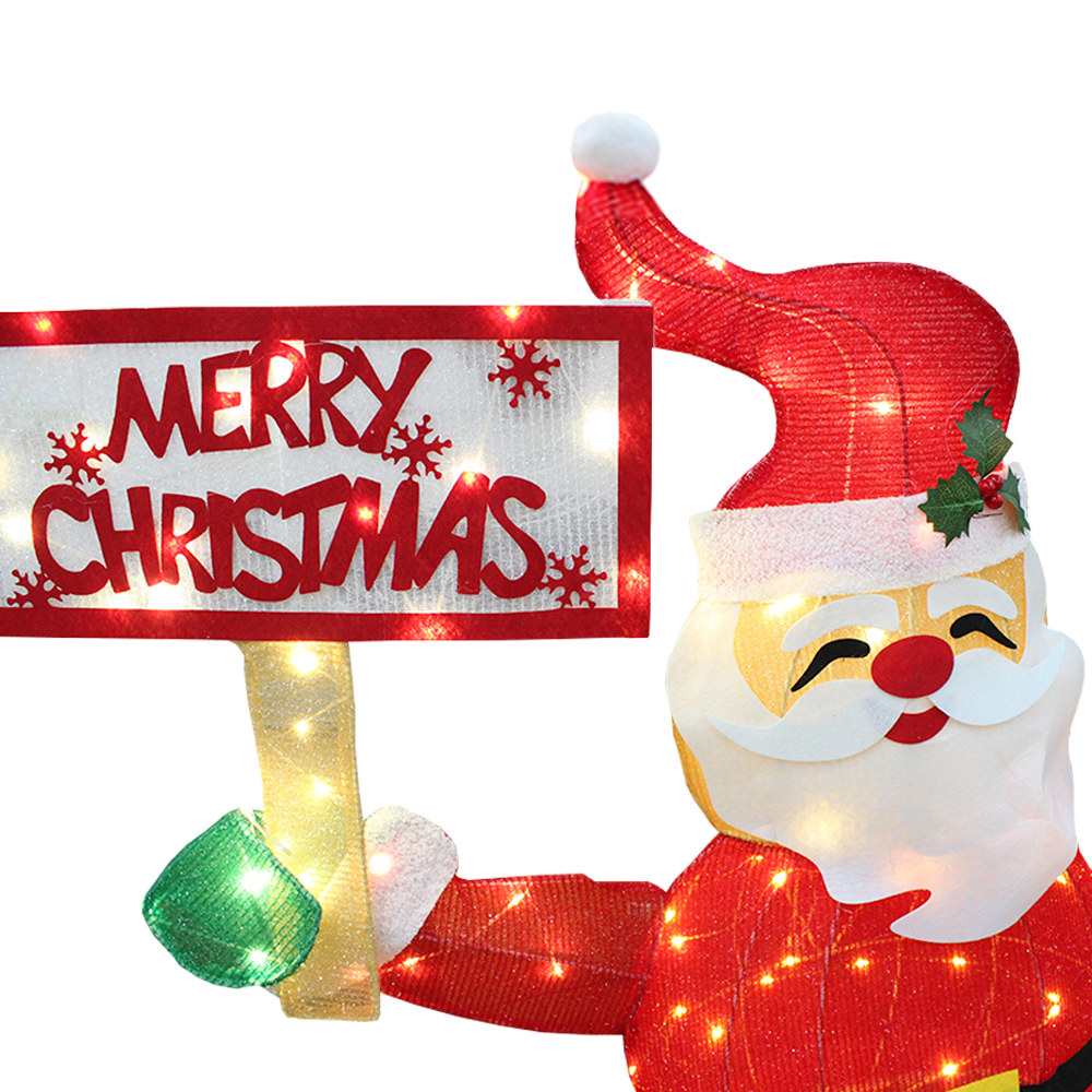 Santa Claus Navideño De Tela 1.2mts Con Letrero Luz Led Estructura Metalica - Image 5