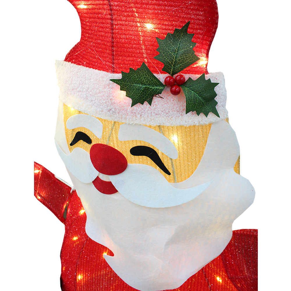 Santa Claus Navideño De Tela 1.2mts Con Letrero Luz Led Estructura Metalica - Image 4