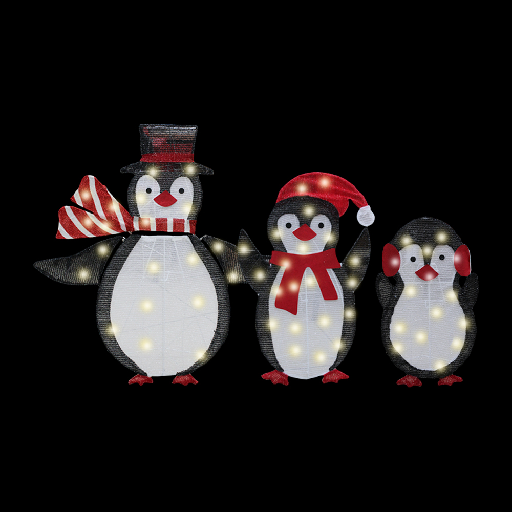 Decoración Navideña Pingüinos Tela Luz Led Estructura Metalica 85cm - Image 6