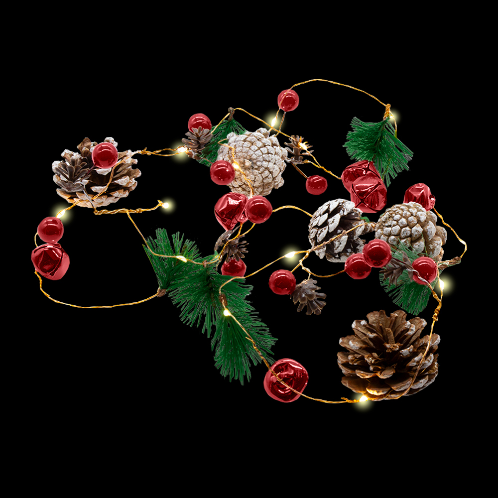 Serie Navideña 2.5m Con Piñas Frutas Rojas Luz Led Cálida - Image 5