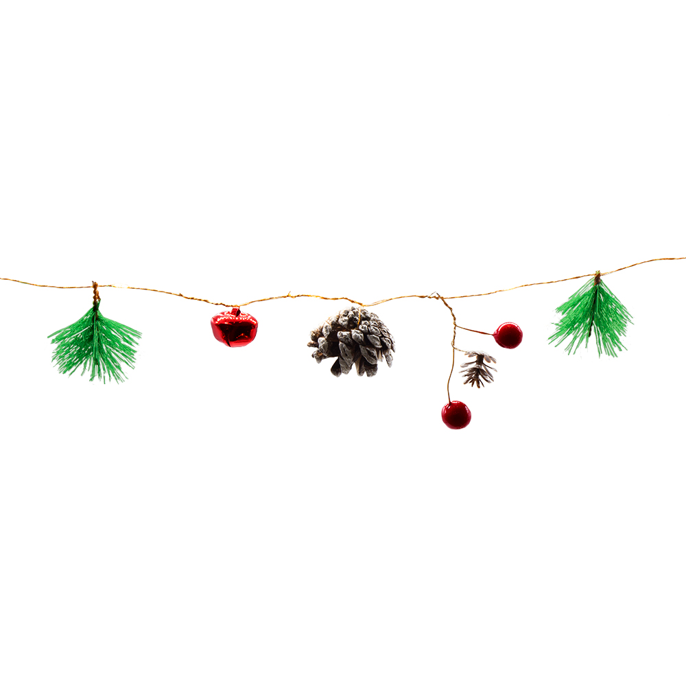 Serie Navideña 2.5m Con Piñas Frutas Rojas Luz Led Cálida - Image 4