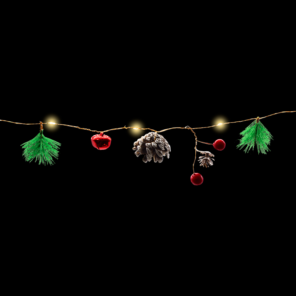 Serie Navideña 2.5m Con Piñas Frutas Rojas Luz Led Cálida - Image 6