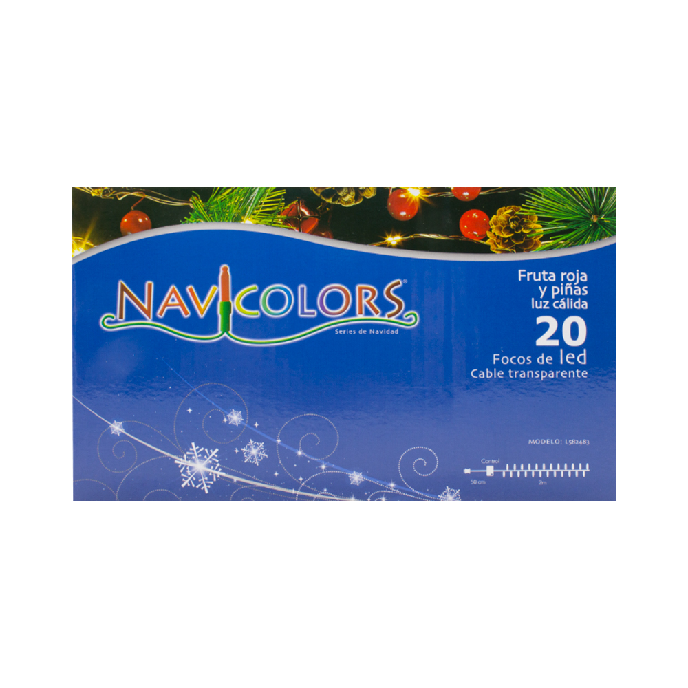 Serie Navideña 2.5m Con Piñas Frutas Rojas Luz Led Cálida - Image 3