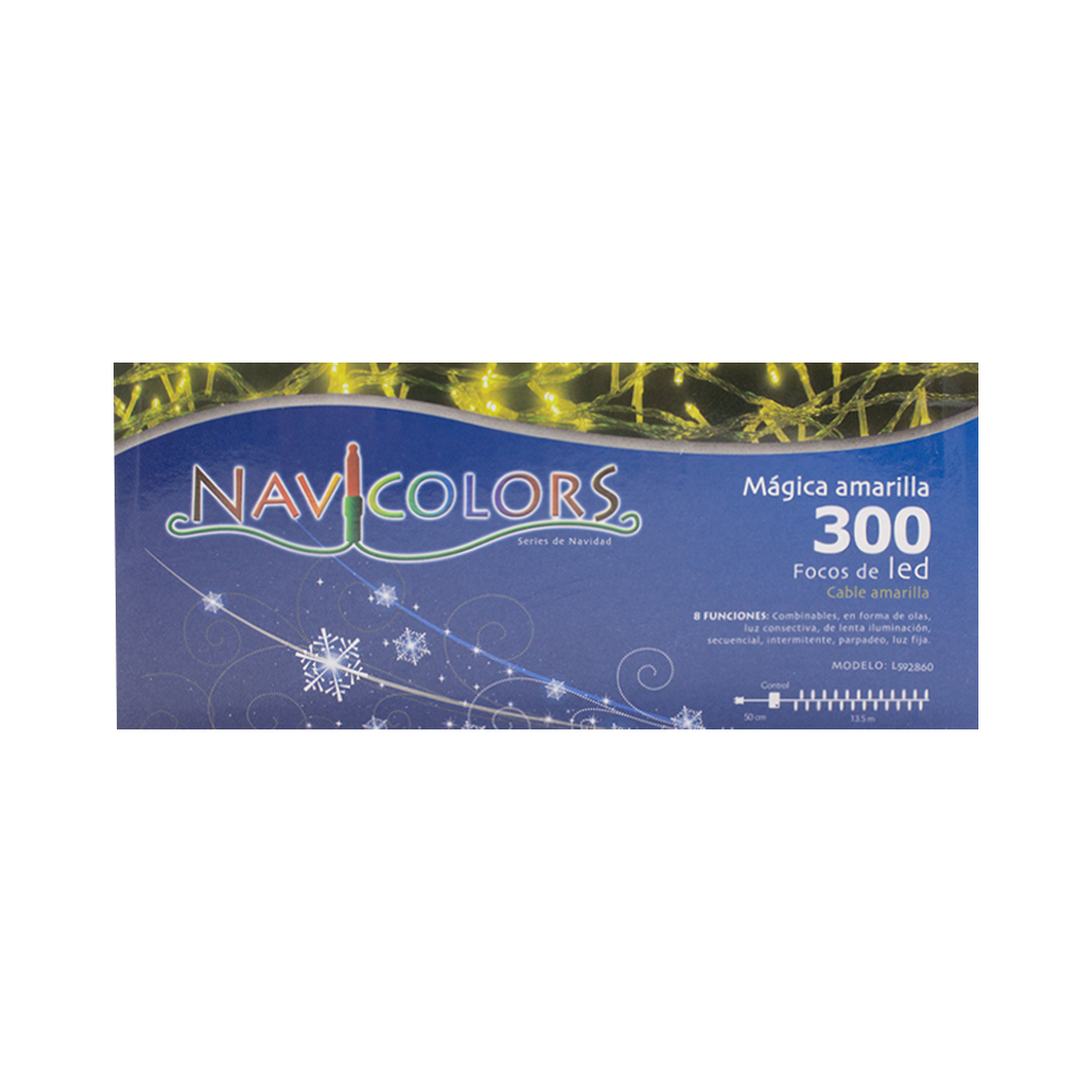 Serie Navideña Mágica 300 Led Luz Amarilla 13.5mts 8 funciones - Image 3