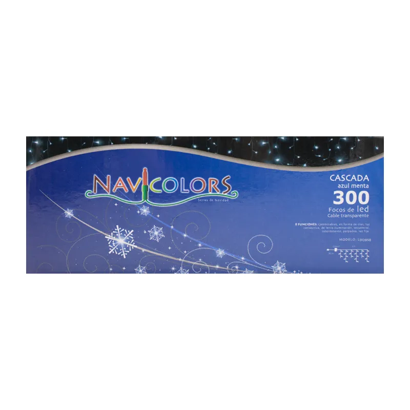 Serie Cascada Navideña Luz Led Cian 300 Led 6.5mts 8 Funciones - Image 7