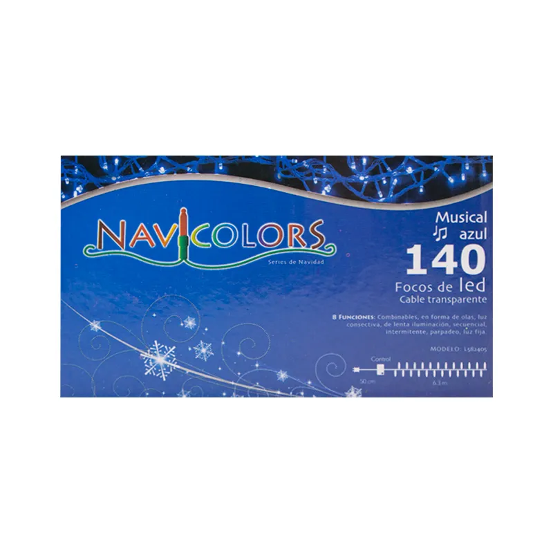 Serie Navideña Musical 140 Luces Led Luz Azul Cian 6.8mts - Image 7