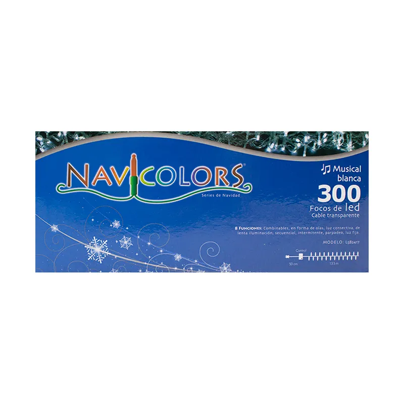 Serie Navideña Musical 300 Led Luz Blanca 14 Mts 8 Funciones - Image 7