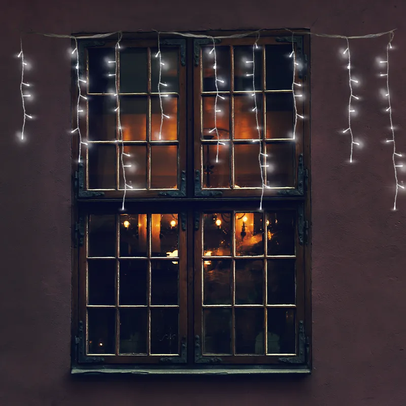 Serie Cascada Navideña 300 Led Luz Blanca 6.5 Mts Destello - Image 4