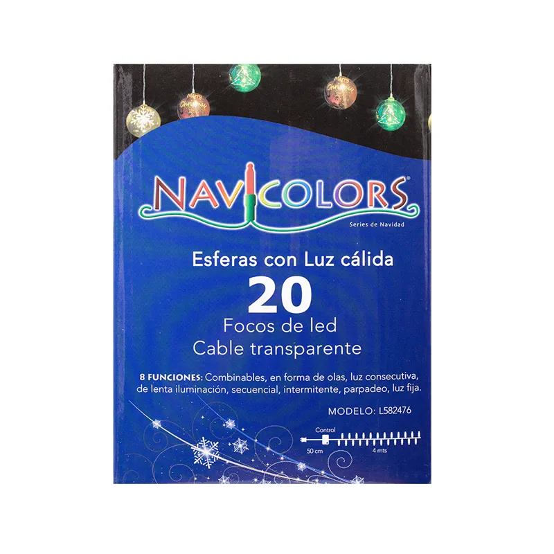 Serie Navideña 20 Luces Led Forma Esferas Luz Cálida 4.5mts - Image 7