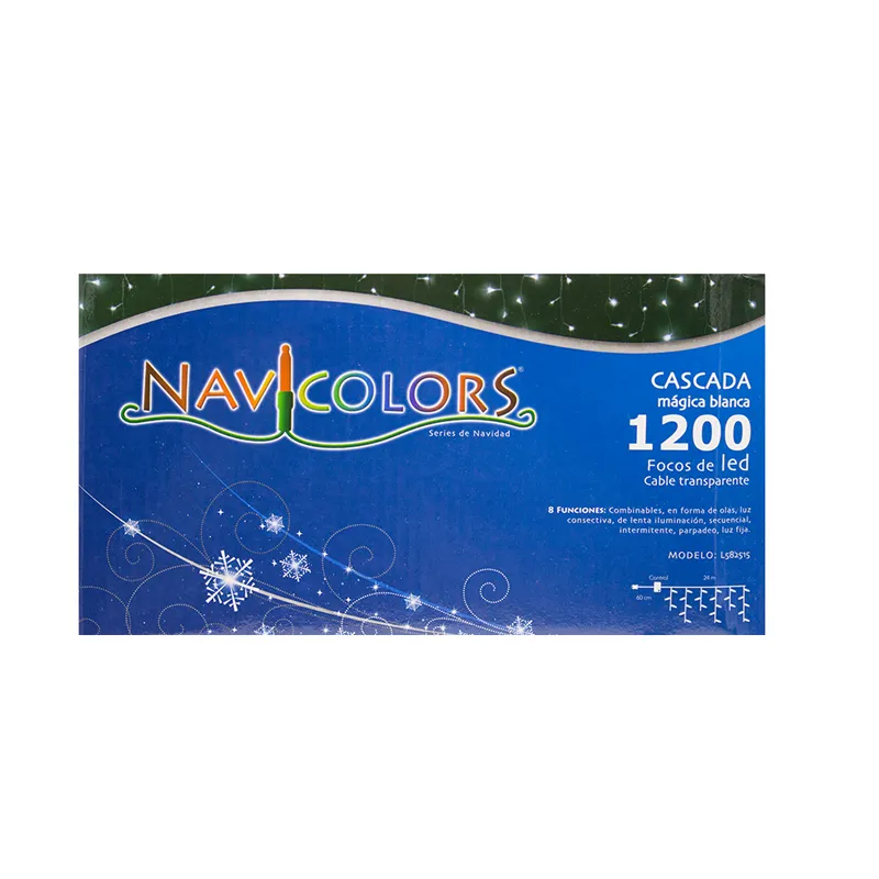 Serie Cascada Navideña 1200 Led Luz Blanca 24mts 8 Funciones - Image 6