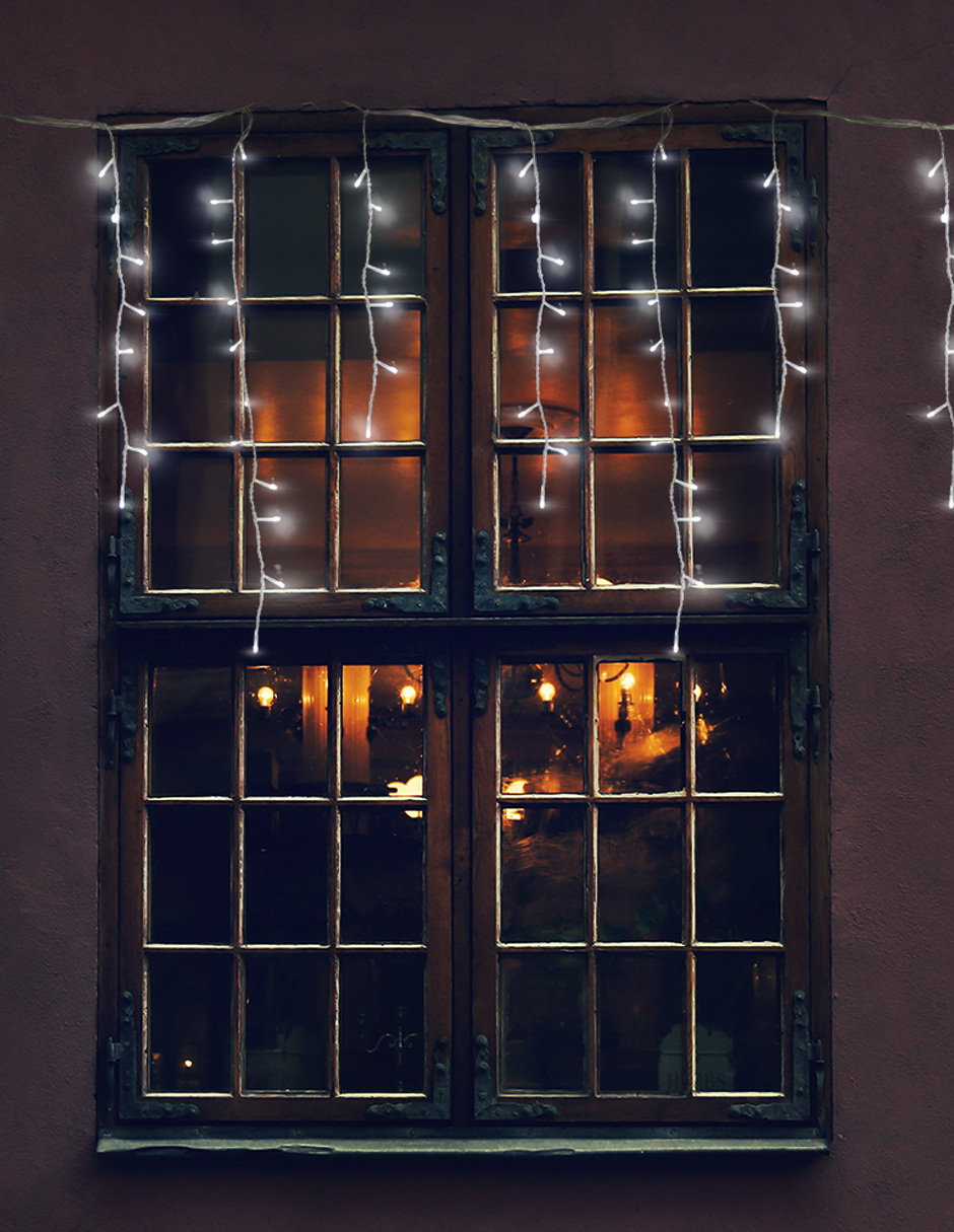 Serie Cascada Navideña 1200 Led Luz Blanca 24mts 8 Funciones - Image 5