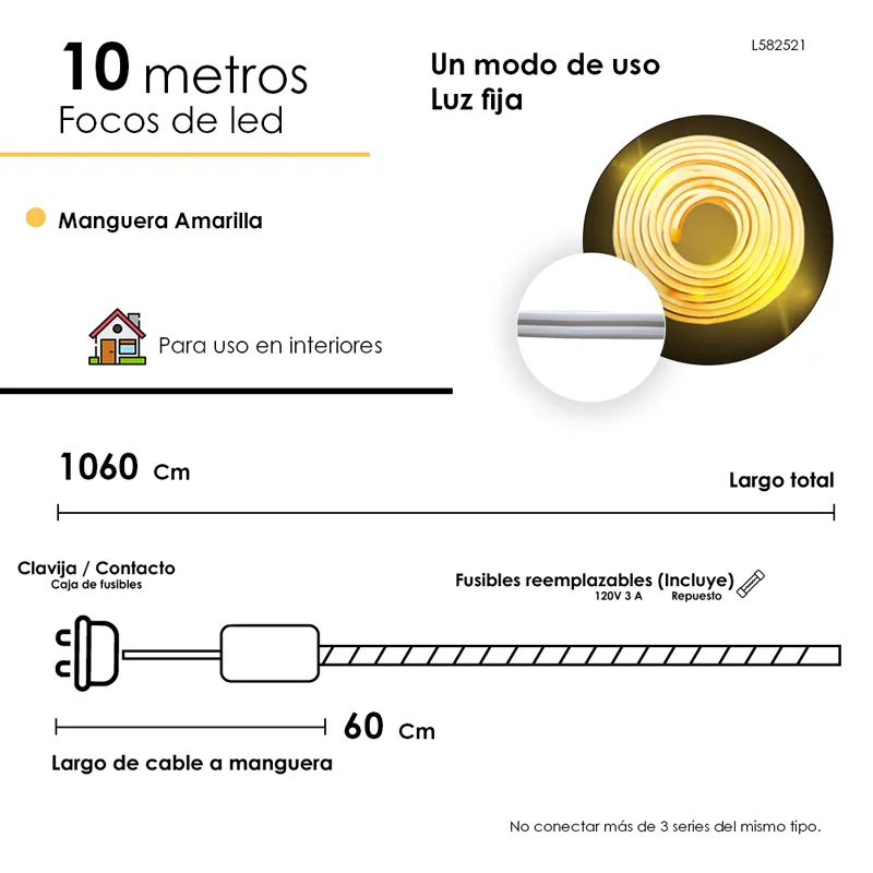 Manguera Navideña Luz Led Neon Cálida Doble Vista 10 Metros - Image 4