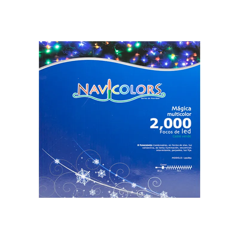 Serie Navideña 2000 Led Luz Multicolor 90mts Cable Verde 8 Funciones - Image 10