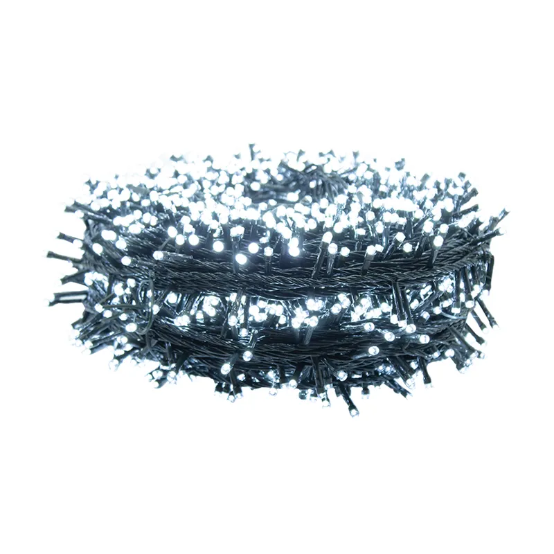 Serie Navideña 2000 Led Luz Blanca 90mts Cable Verde 8 Modos