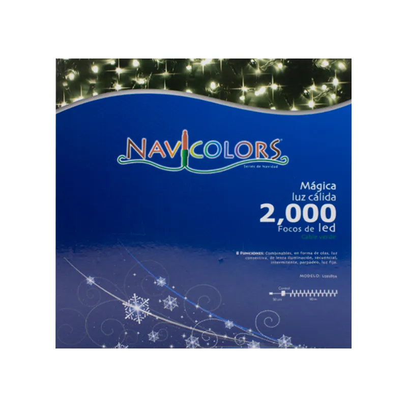 Serie Navideña 2000 Led Luz Cálida 90mts Cable Verde 8 Modos - Image 9