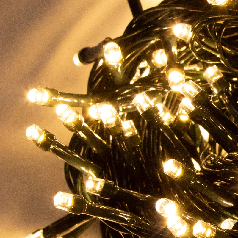 Serie Navideña 2000 Led Luz Cálida 90mts Cable Verde 8 Modos - Image 4