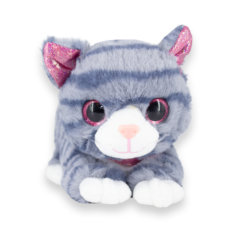 Peluche de gato atigrado con ojos brillosos chico - Image 3
