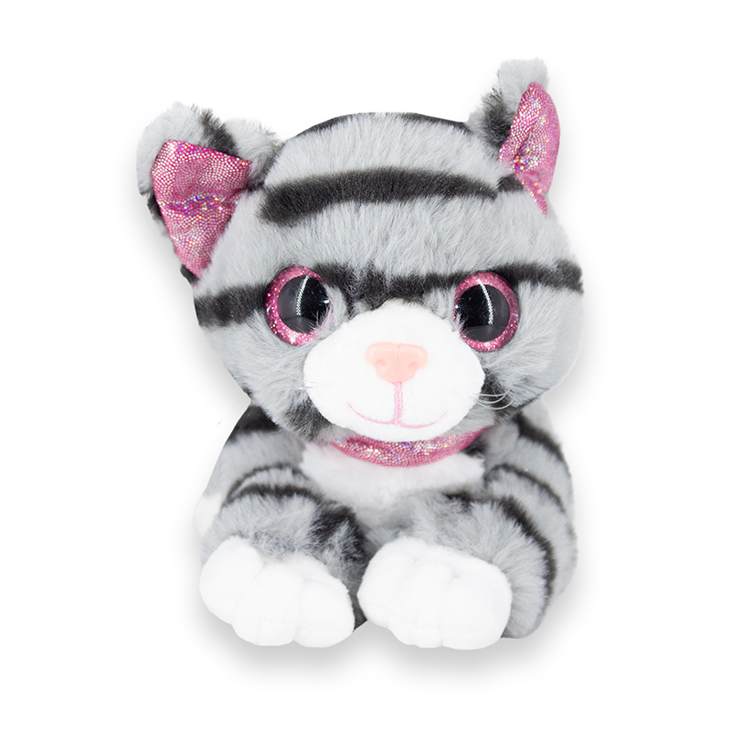 Peluche de gato atigrado con ojos brillosos chico - Image 10