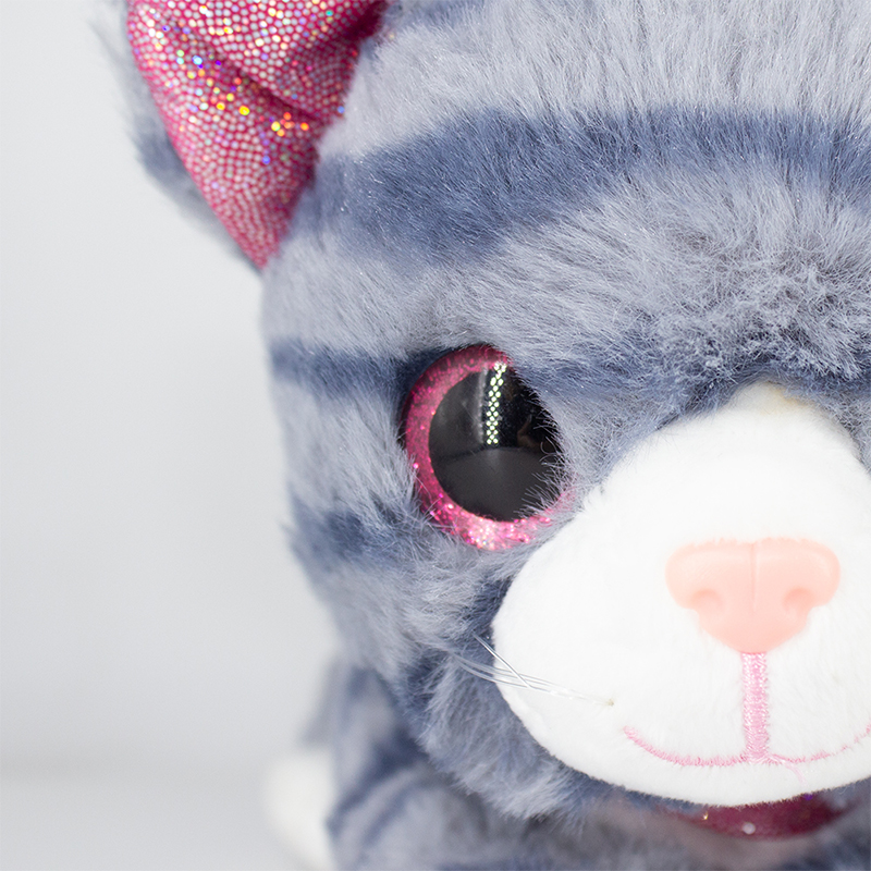 Peluche de gato atigrado con ojos brillosos chico - Image 4