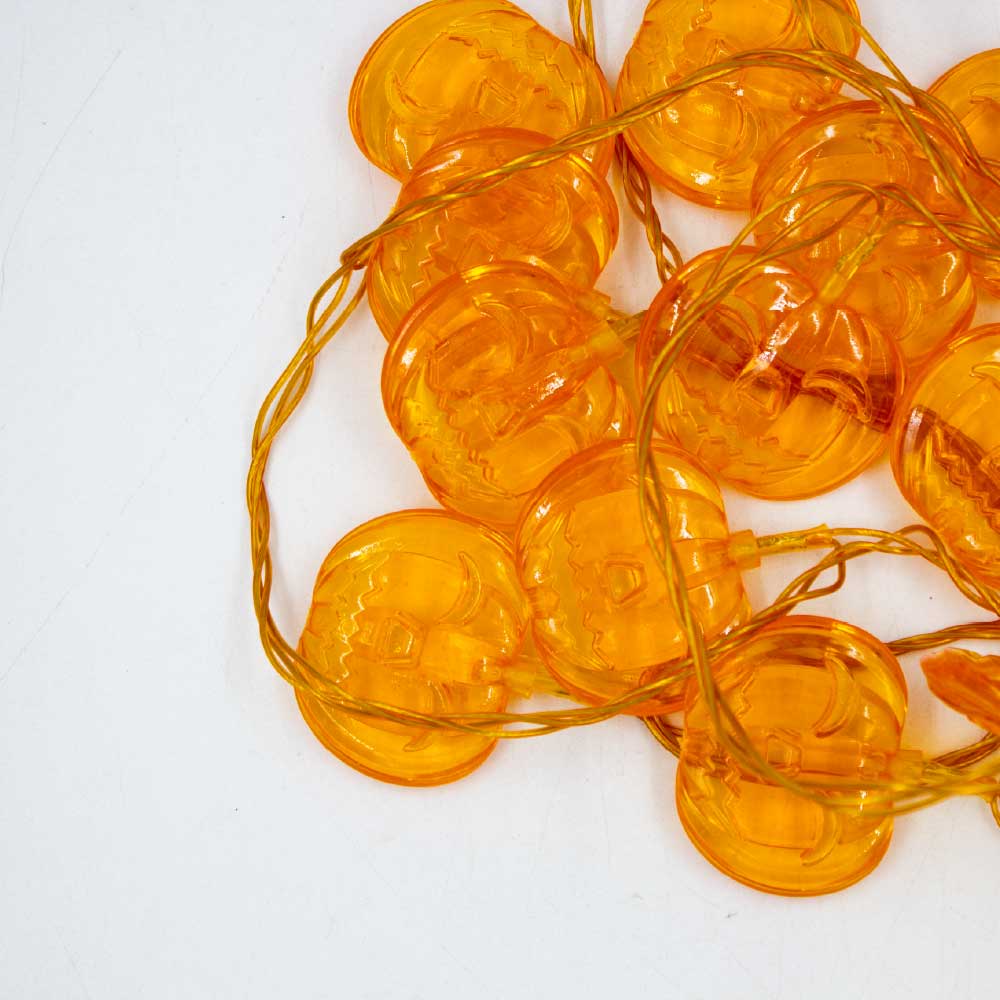 Serie De Luz Led Calabaza Plana Naranja 20 Focos 4.50 Mts